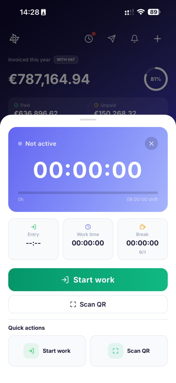 Attendance and working-time tracking in Clientlly